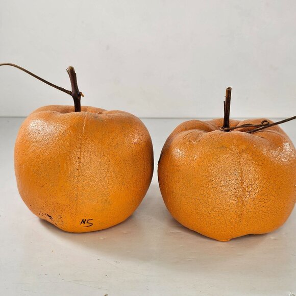 Natalie Silitch Folk Art Pumpkin Rustic Wooden Stem Crackle Canvas Set Of 3 - Picture 9 of 12